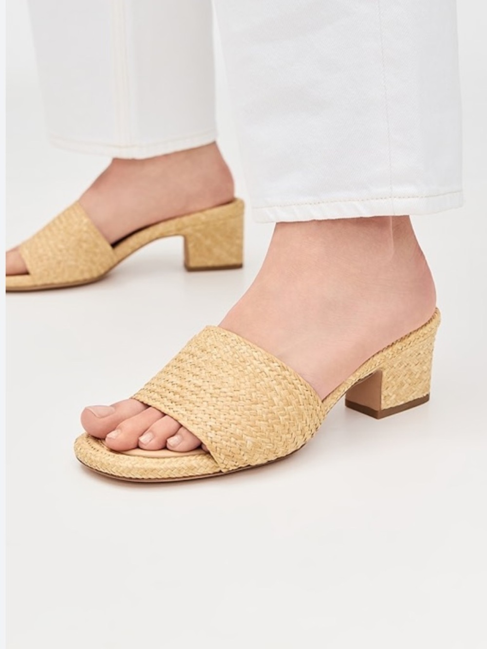 Vince Raffia Slide Sandals in Natural Raffia
